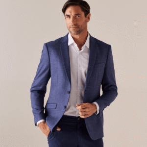 Blazer Xadrez Dois Botoes Masculino Azul Marinho
