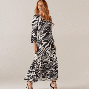 Vestido Decote V Com Abertura Frontal Feminino Estampa