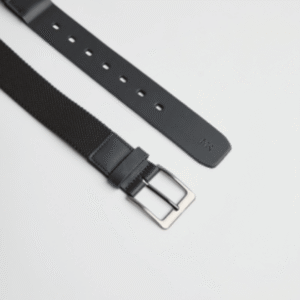 Cinto Elastico Colmeia Com Couro Masculino Preto