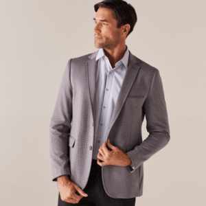 Blazer Casual Dois Botoes Masculino Cinza Medio