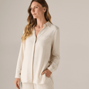 Camisa Vista Embutida Com Um Bolso Feminina Cru