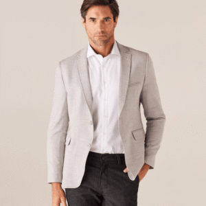 Blazer Com Dois Botoes Masculino Cinza Claro